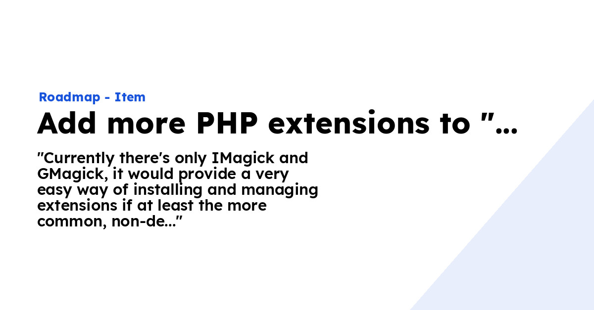 Add more PHP extensions to "Manage extensions" - Ploi Roadmap