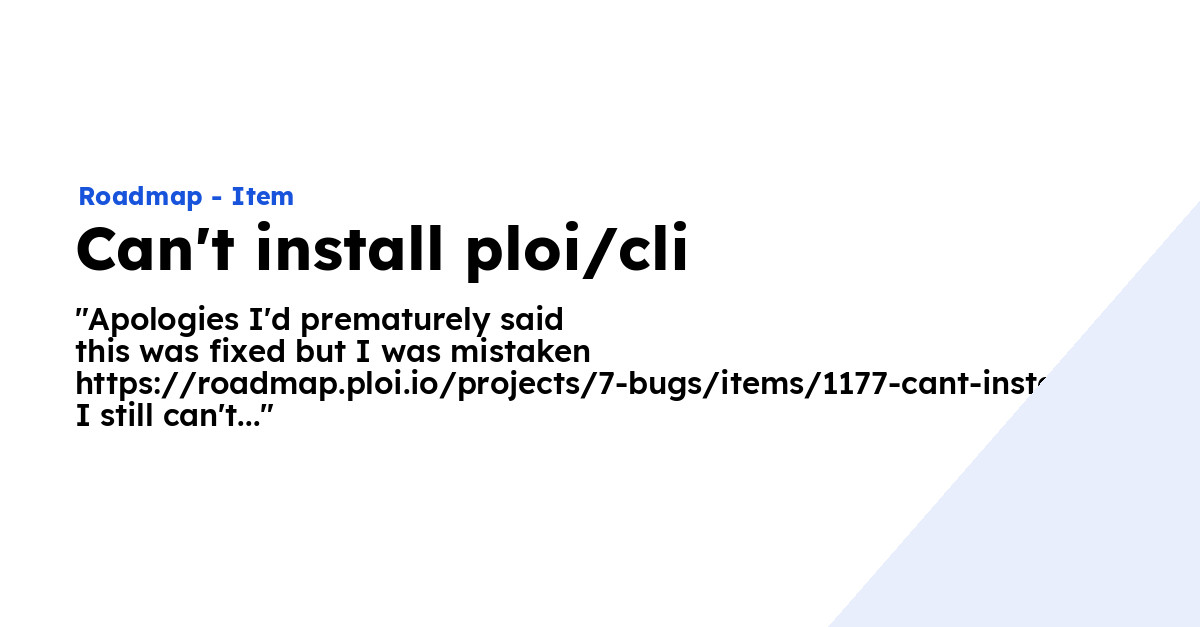 Can't install ploi/cli - Ploi Roadmap