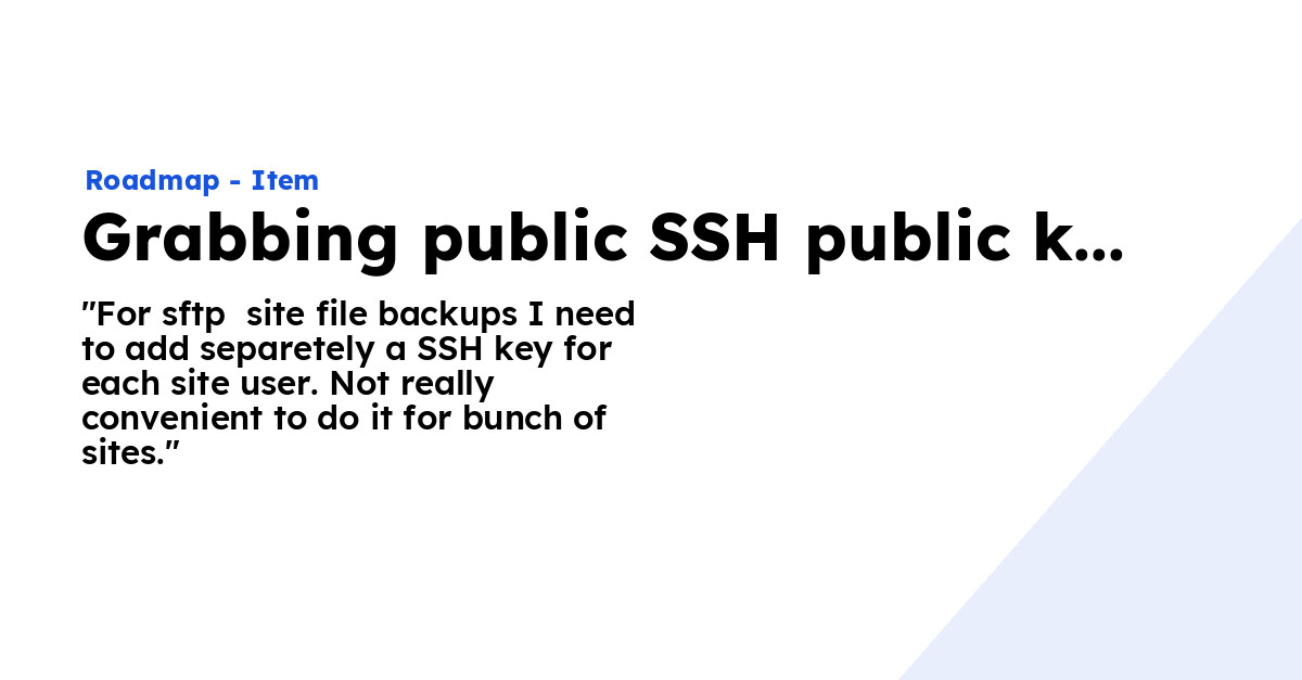 Grabbing public SSH public key for system user via API - Ploi Roadmap