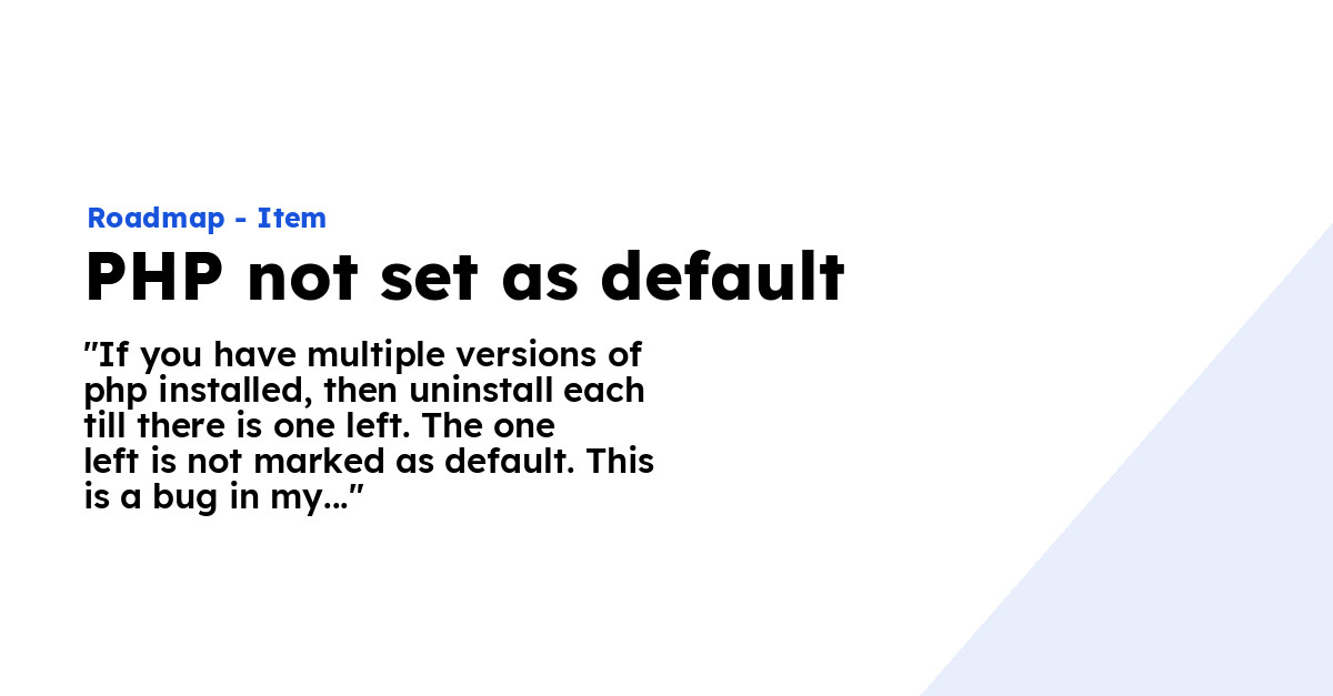 PHP not set as default - Ploi Roadmap