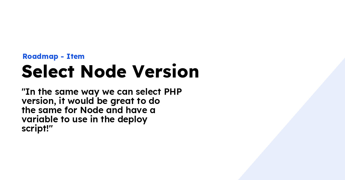 Select Node Version - Ploi Roadmap