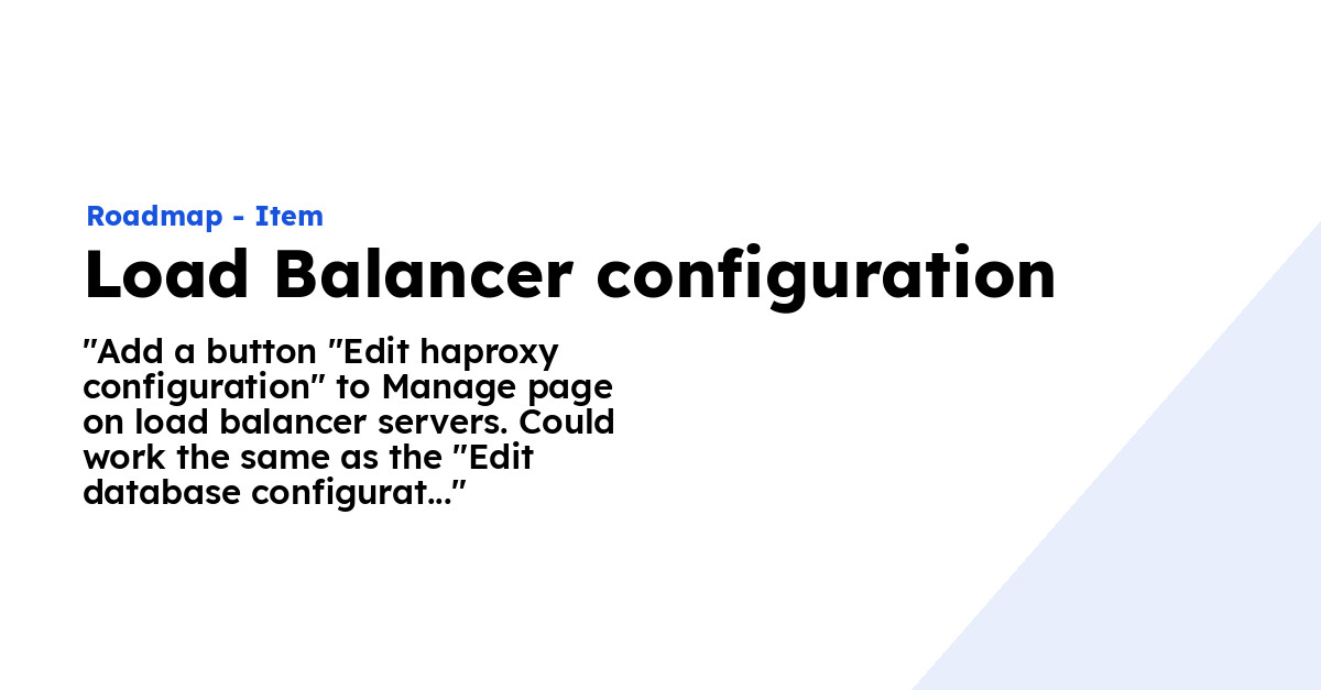 Load Balancer configuration - Ploi Roadmap