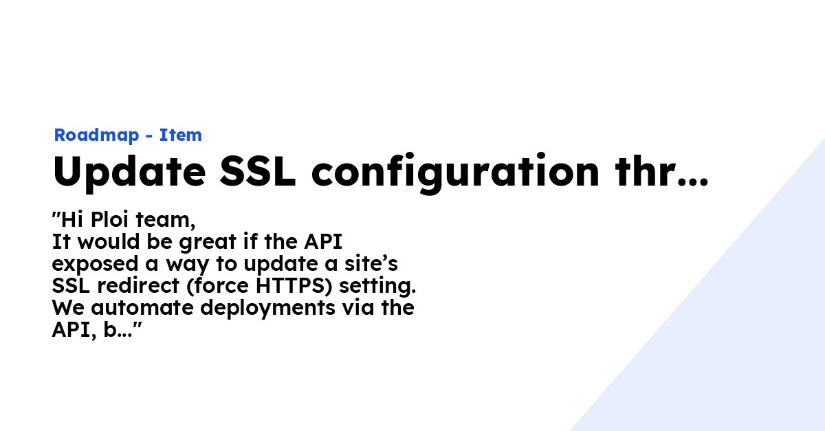 Update SSL configuration through API - Ploi Roadmap
