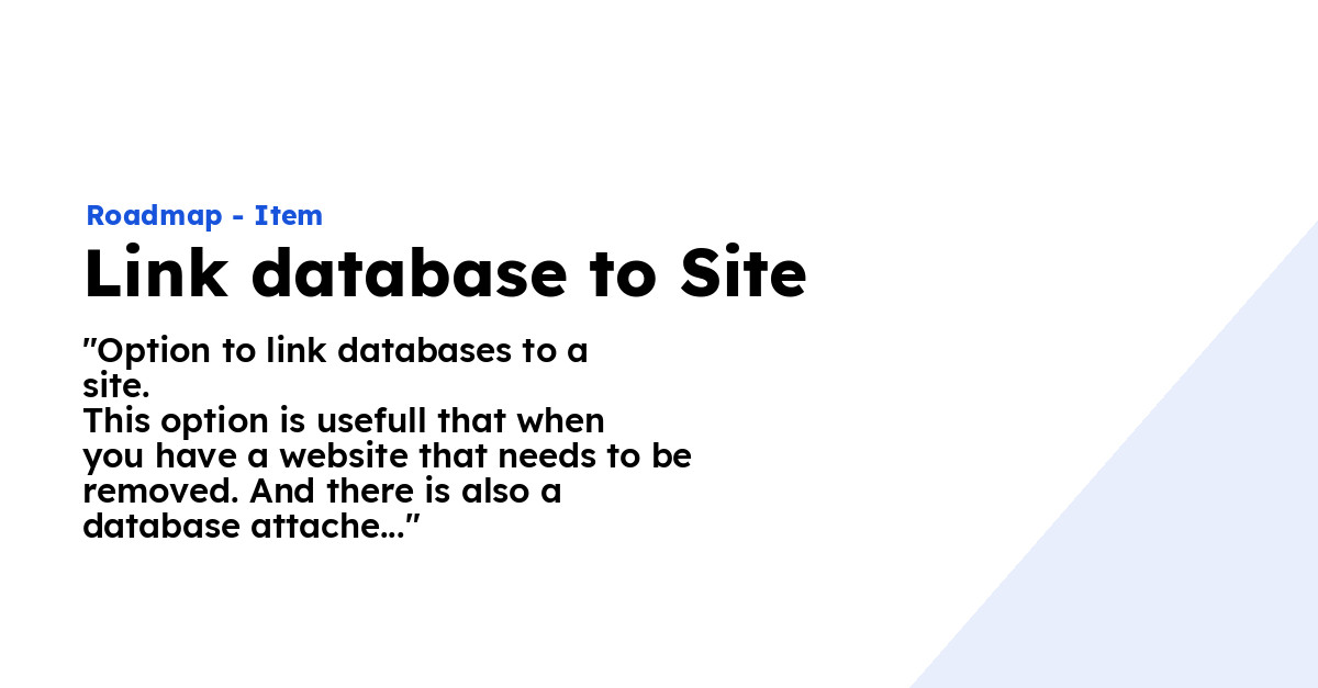 Link database to Site - Ploi Roadmap