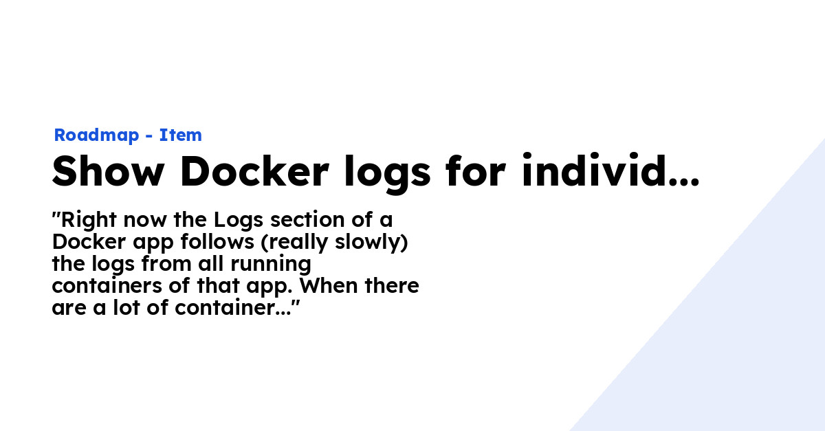 Show Docker logs for individual containers - Ploi Roadmap