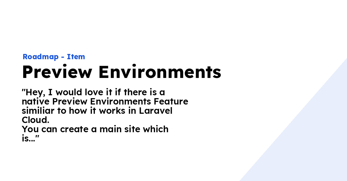 Preview Environments - Ploi Roadmap