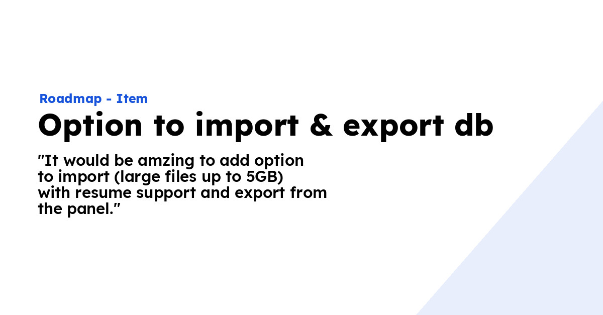 Option to import & export db - Ploi Roadmap
