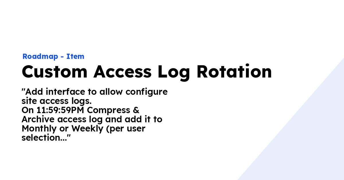 Up Rotation Car Log Custom Access Log Rotation - Ploi Roadmap