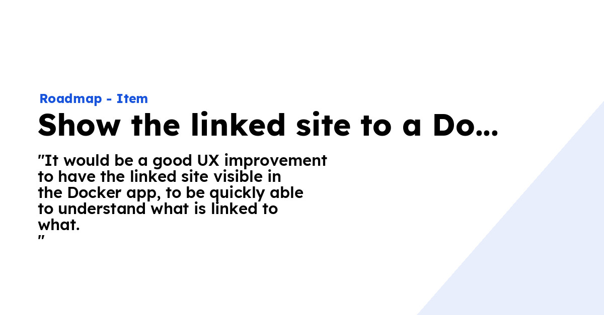 Show the linked site to a Docker app - Ploi Roadmap