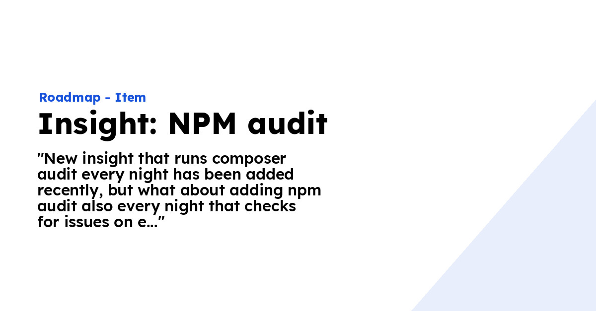 Insight: NPM audit - Ploi Roadmap