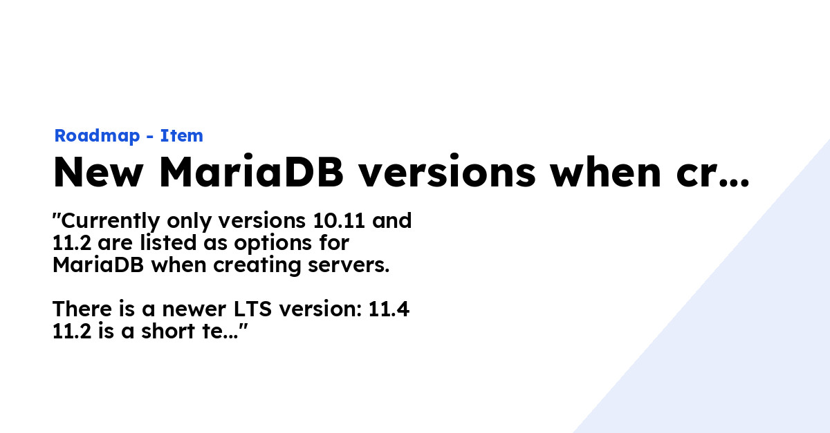New MariaDB versions when creating servers - Ploi Roadmap