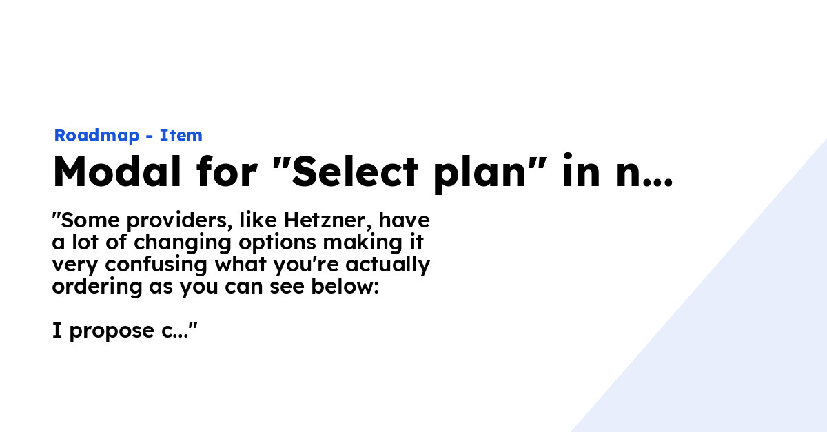Modal for "Select plan" in new server configuration - Ploi Roadmap