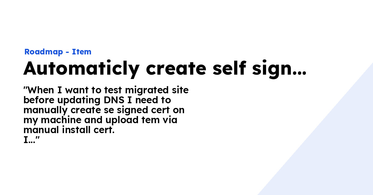 Automaticly create self signed SSL cert on new webapps (and ability to ...