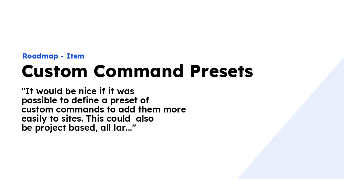 Custom Command Presets - Ploi Roadmap