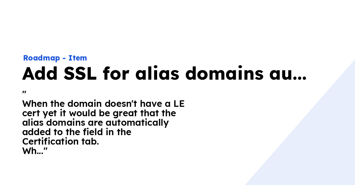 Add SSL for alias domains automatically - Ploi Roadmap