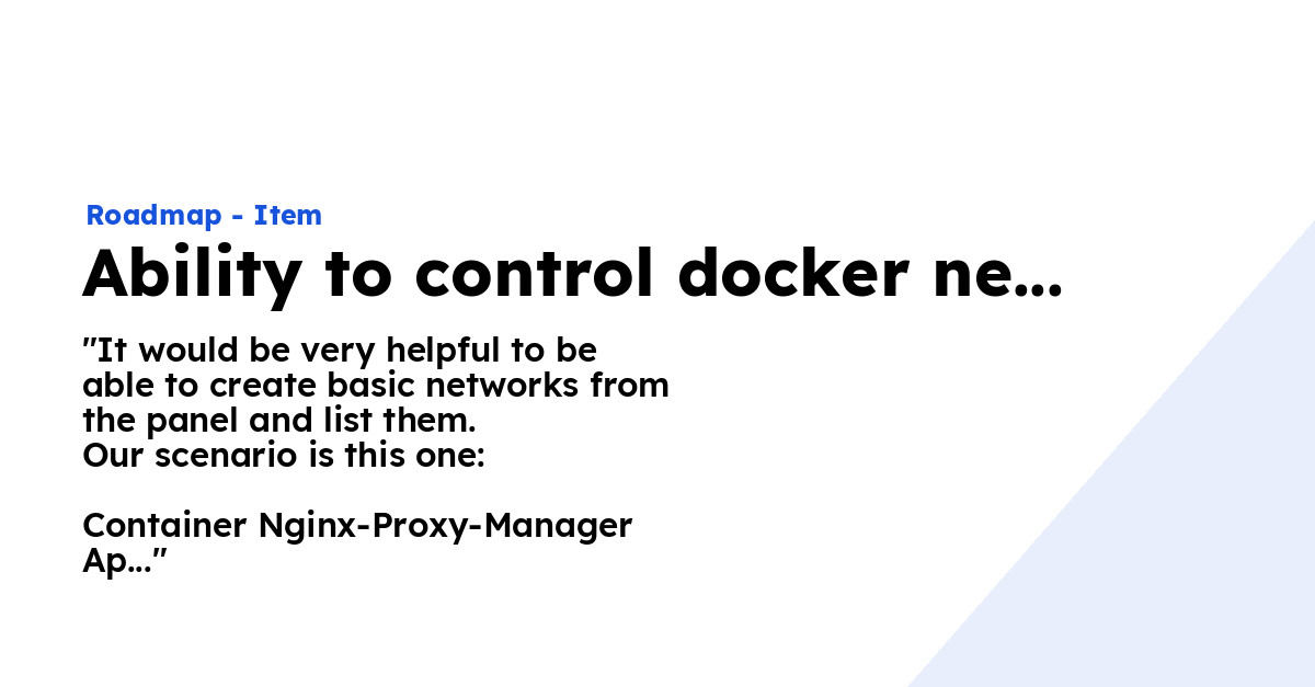 Ability to control docker networks - Ploi Roadmap