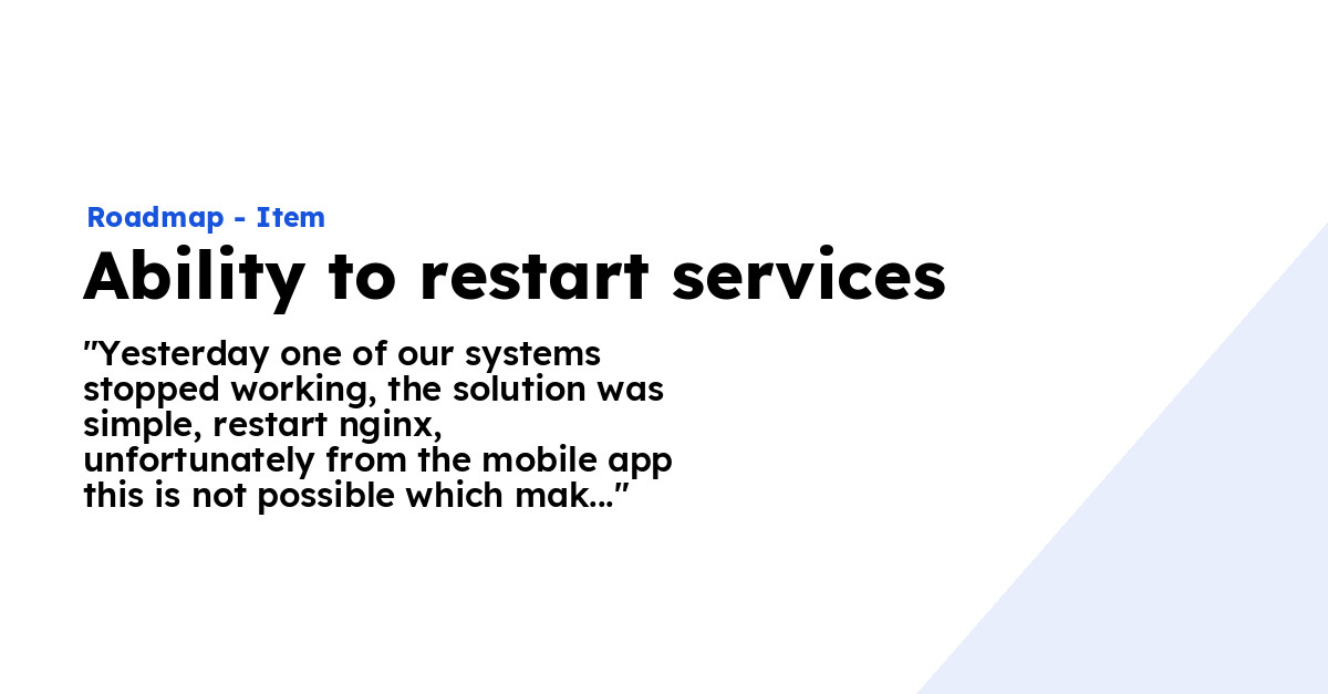 Ability to restart services Ploi Roadmap