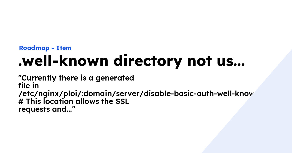 .wellknown directory not usable by application Ploi Roadmap