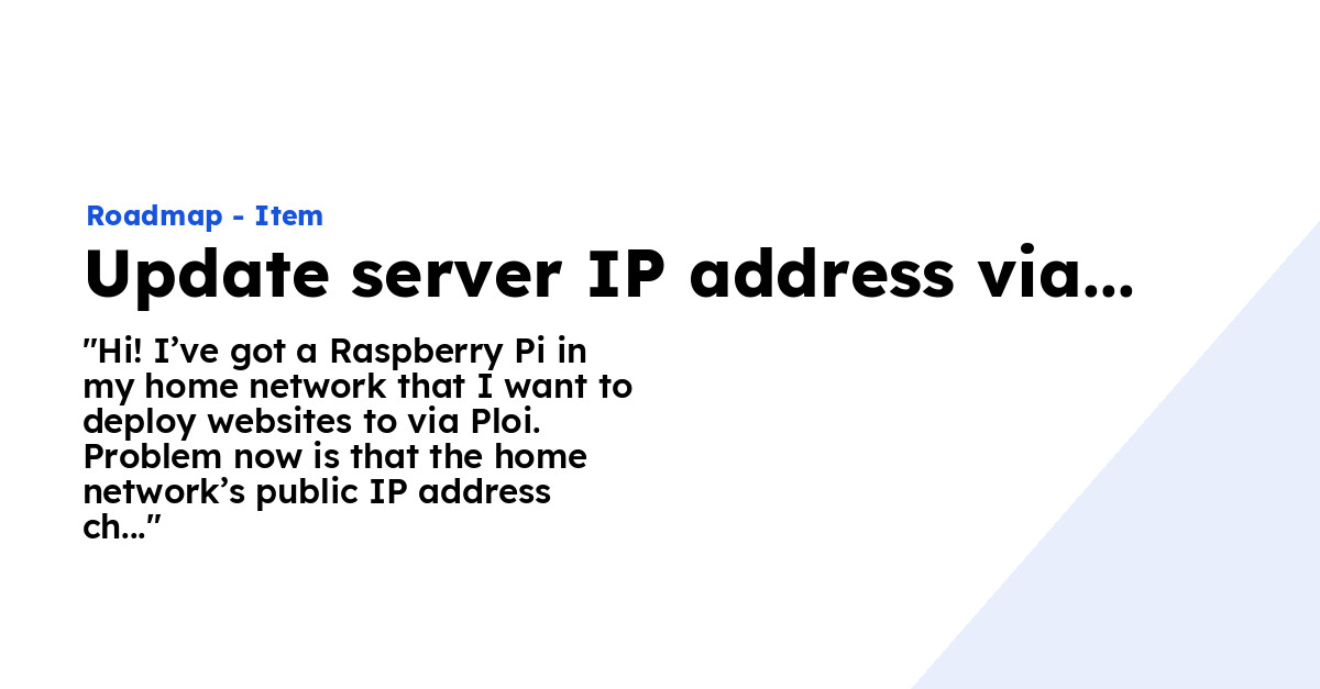 Update server IP address via API - Ploi Roadmap