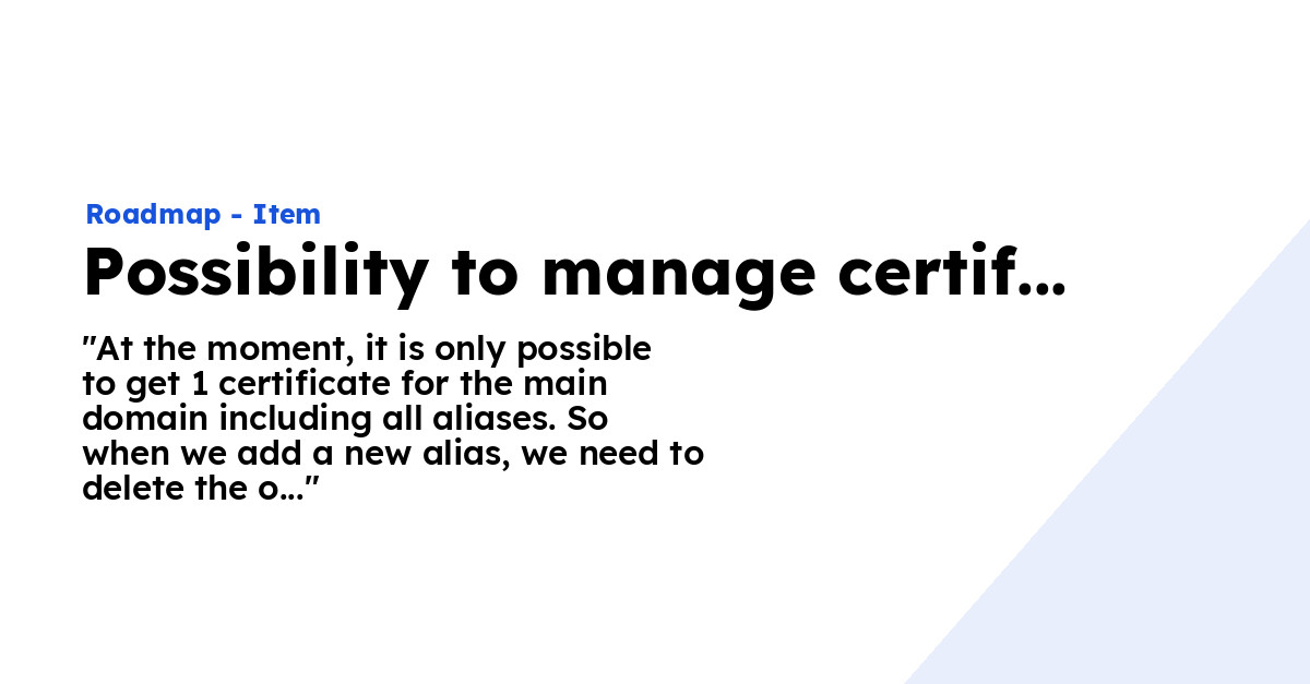 Possibility to manage certificated per alias - Ploi Roadmap