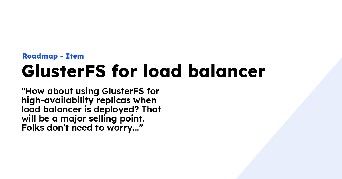 GlusterFS for load balancer - Ploi Roadmap
