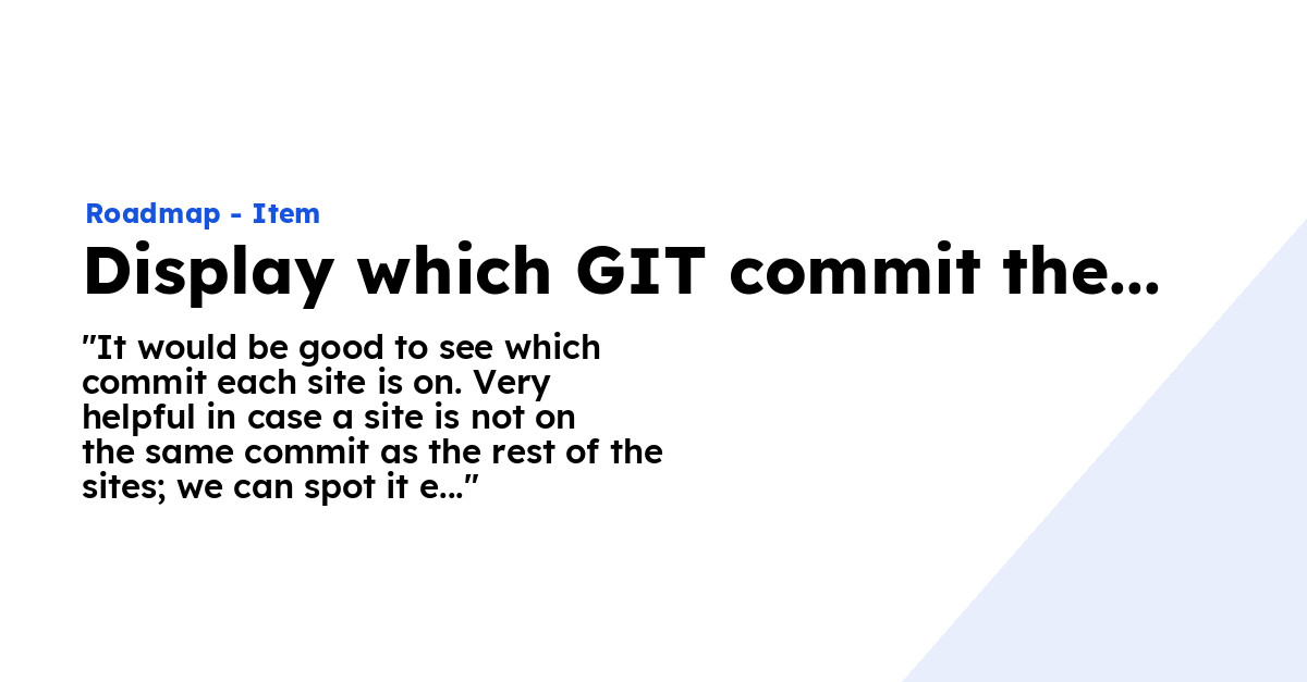 Display which GIT commit the site is on Ploi Roadmap