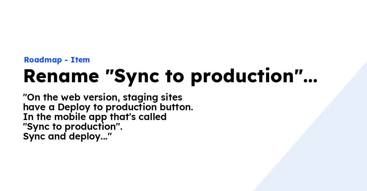 Rename Sync To Production To Deploy To Production Ploi Roadmap Rename sync to production to deploy to production ploi roadmap