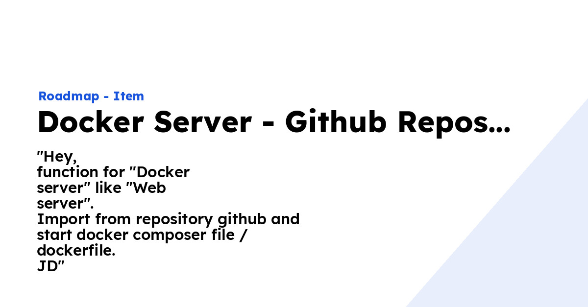Docker Server - Github Repository import - Ploi Roadmap