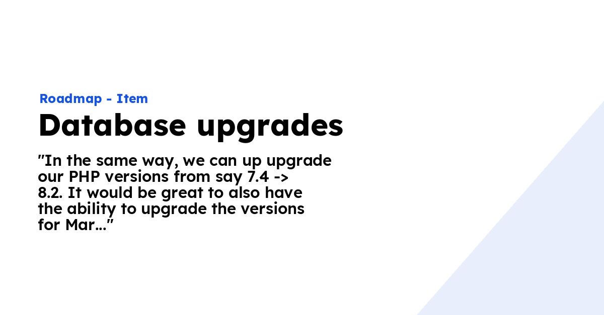 Database Upgrades Ploi Roadmap Database Upgrades Ploi Roadmap
