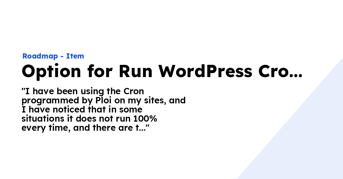 Option for Run WordPress Cron with WP-CLI - Ploi Roadmap