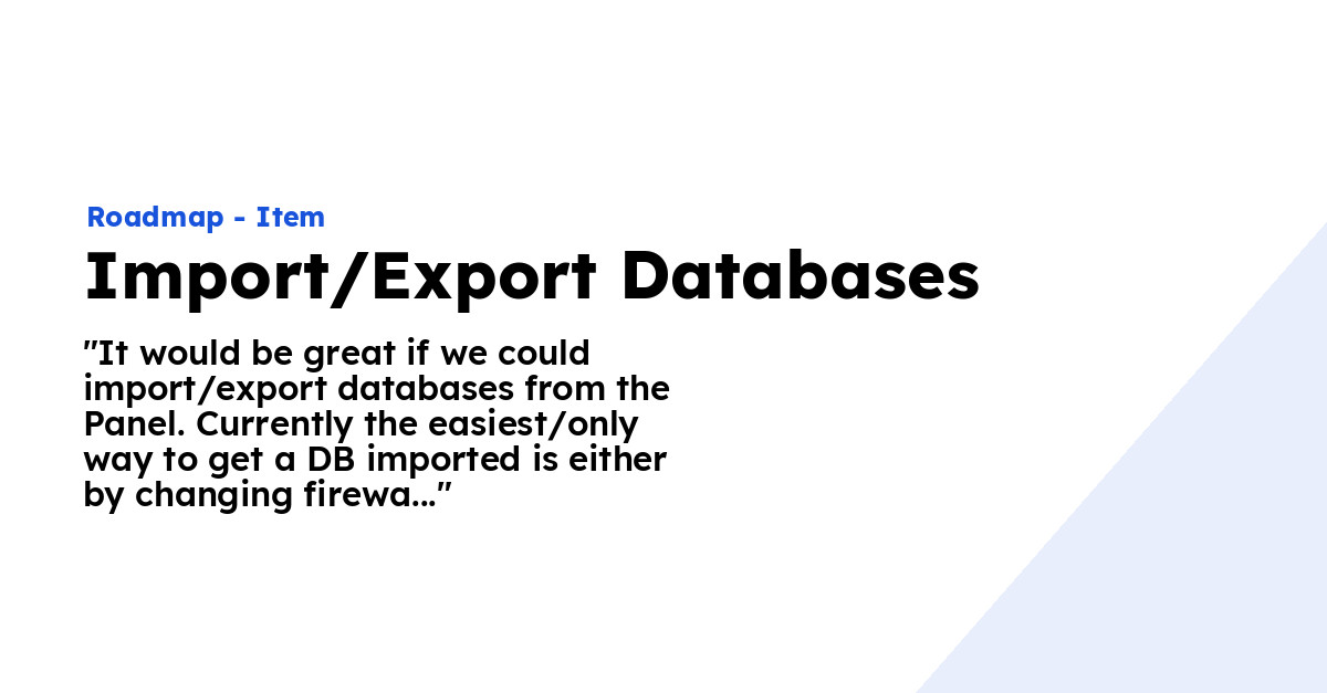 Import Export Databases Ploi Roadmap