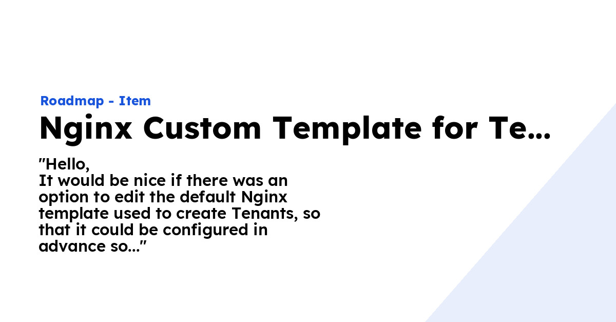 Nginx Custom Template for Tenants Ploi Roadmap