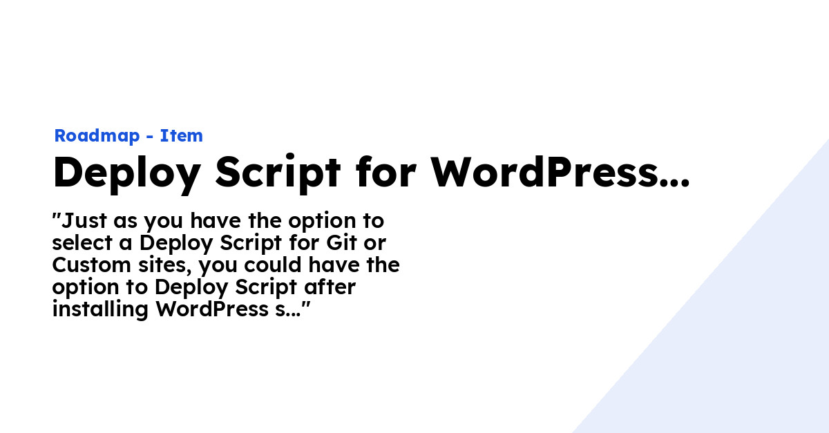 Deploy script for wordpress site ploi roadmap