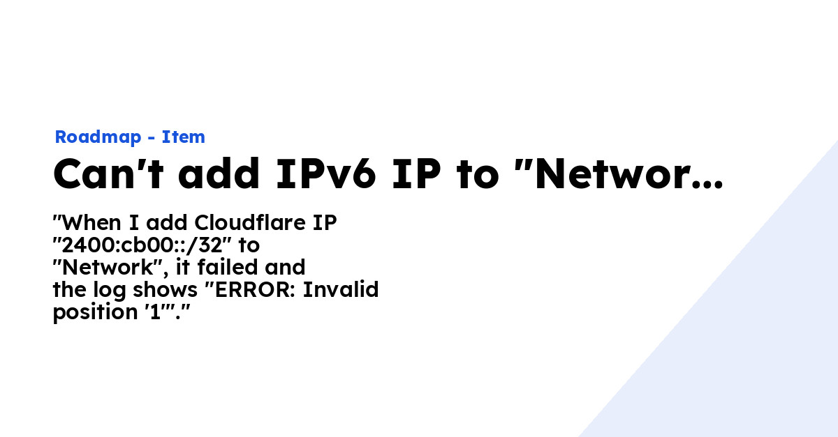 Can't add IPv6 IP to 