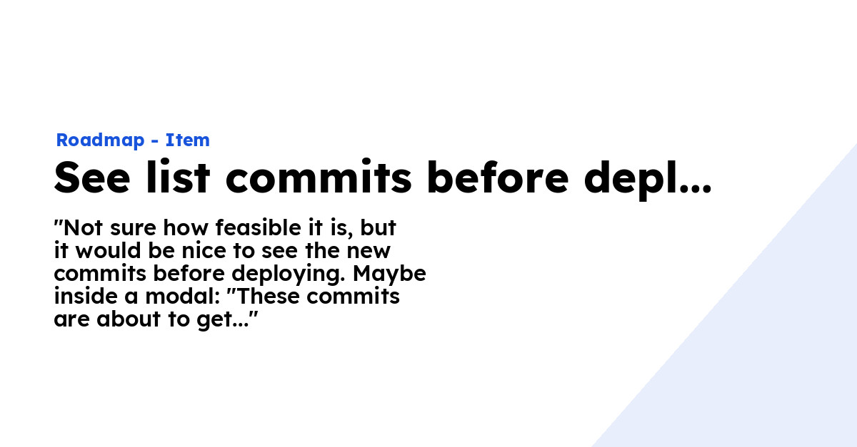 Commitoz See list commits before deploying - Ploi Roadmap