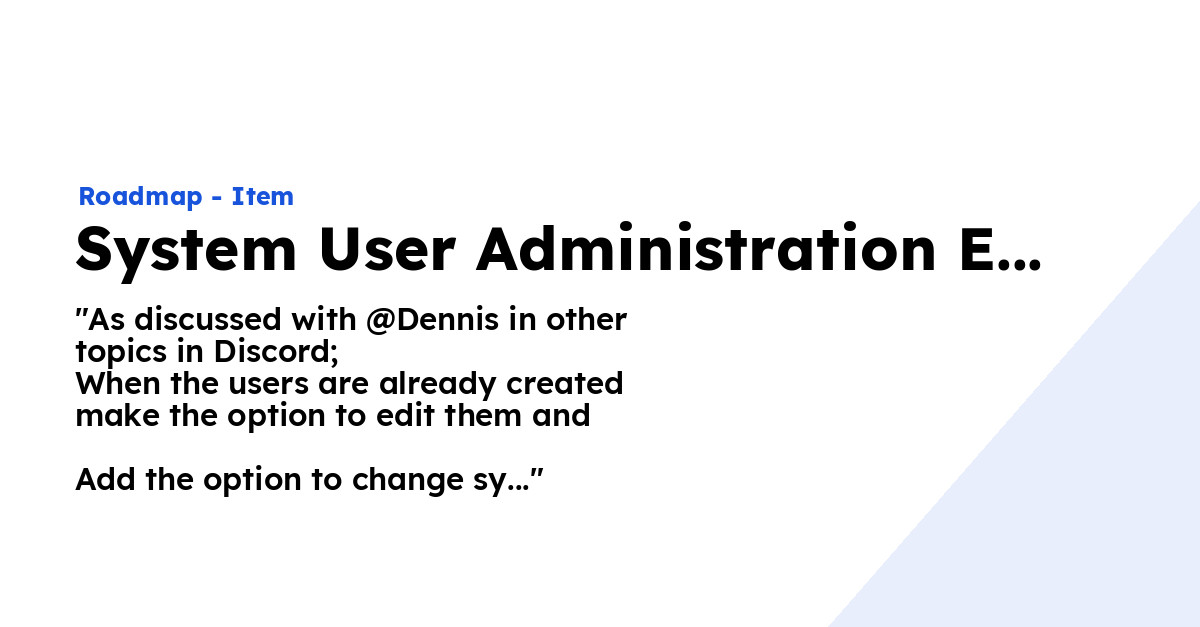 System User Administration Extras - Ploi Roadmap