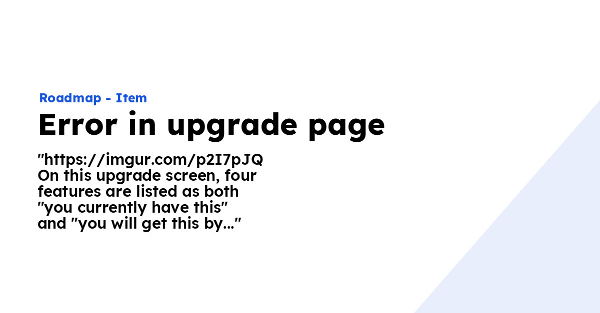 Error in upgrade page - Ploi Roadmap